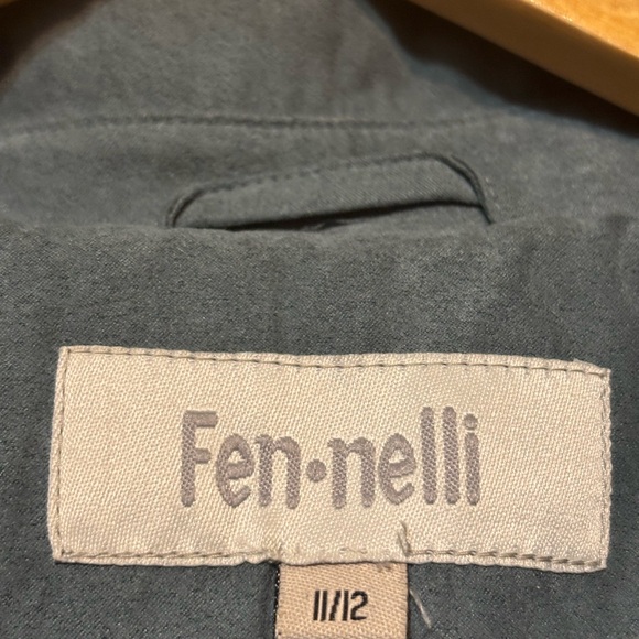 FEN-NELLI Vintage Suede-Like Dusty Blue Hooded Coat - Picture 4 of 7